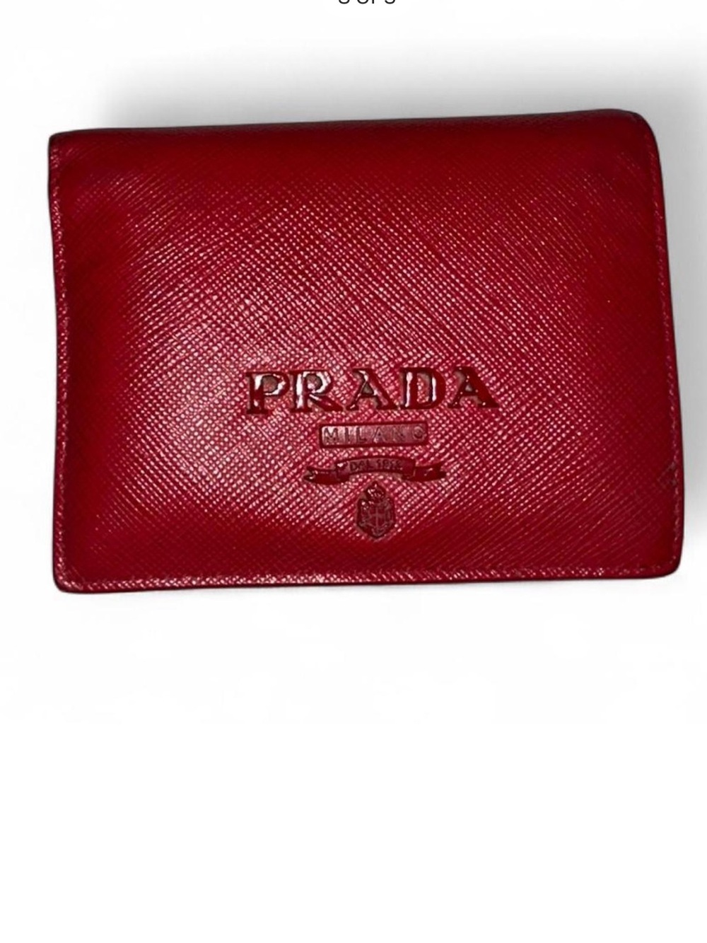 Prada Red Saffiano Card Case Wallet